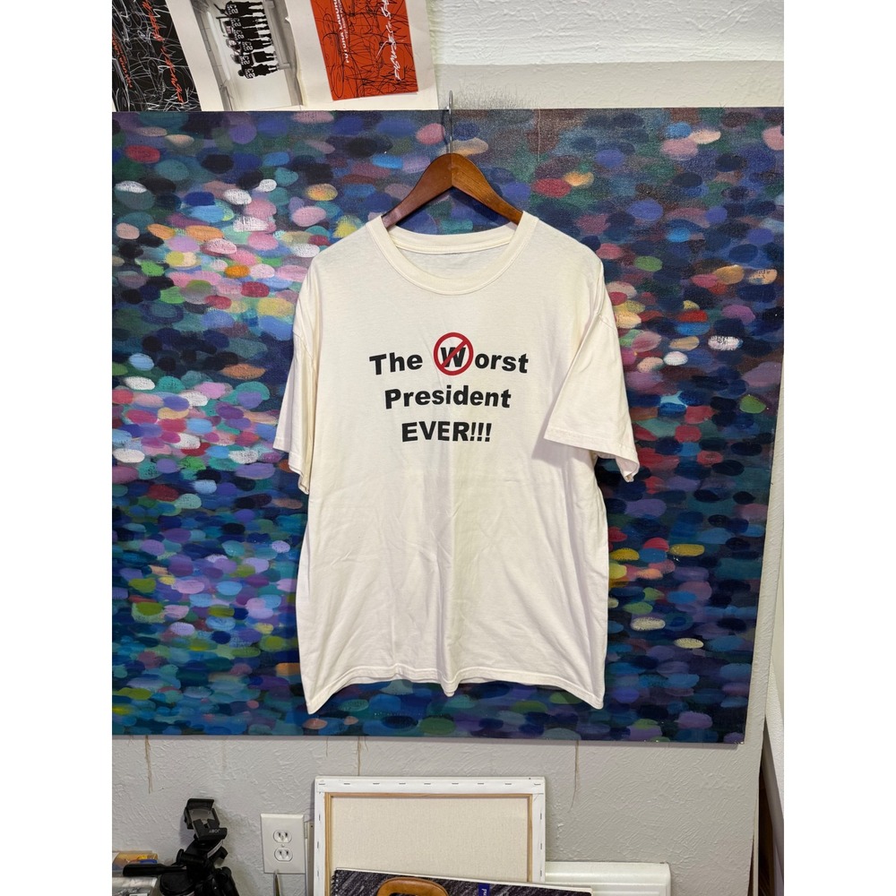 Vintage George W Bush The Worst President Ever Graphic T-Shirt  XL